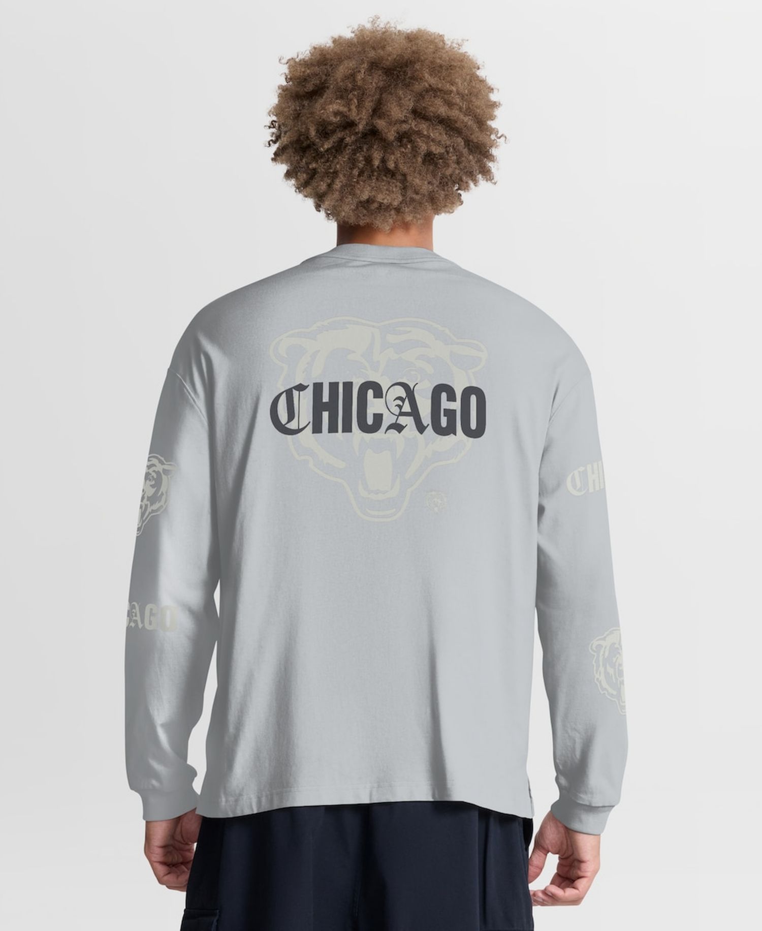 Men's Gray Chicago Bears Oversized Type Play Long Sleeve T-Shirt