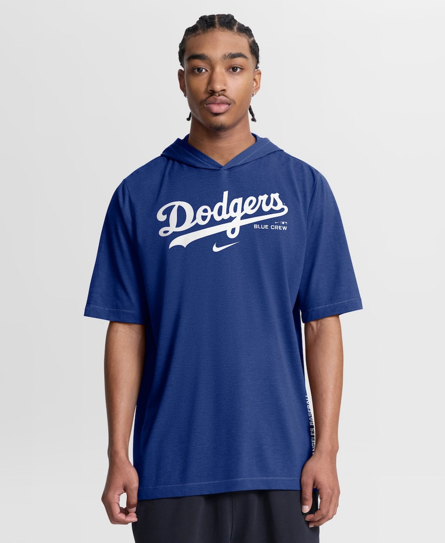 Men's Royal Los Angeles Dodgers Arched Wordmark Tri-Blend Hooded T-Shirt