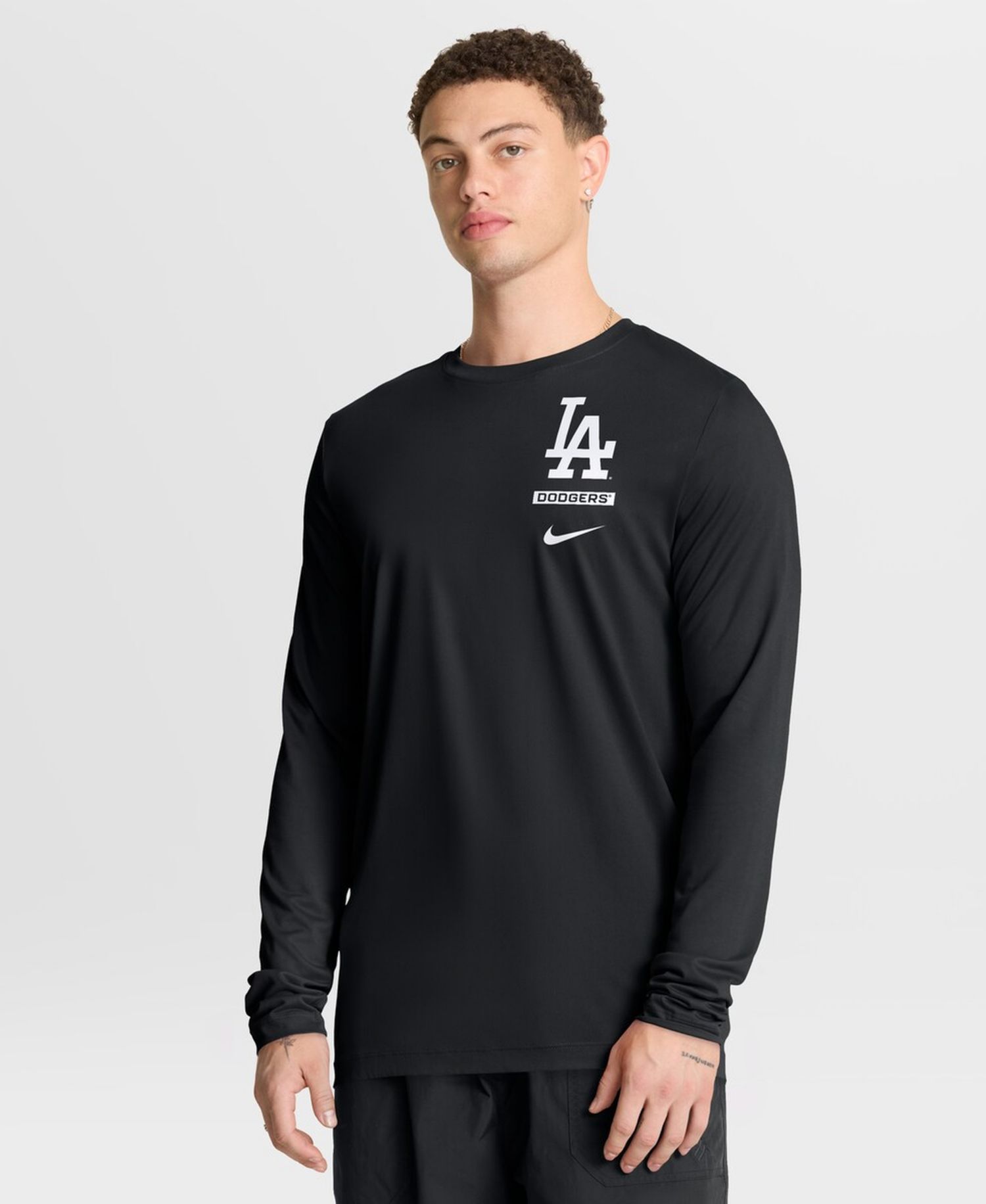 Men's Black Los Angeles Dodgers 2-Hit Legend Dri-FIT Long Sleeve T-Shirt