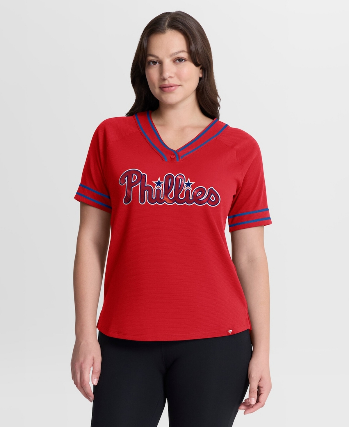 Fanatics Women's Red Philadelphia Phillies Diva Race Ahead Raglan V-Neck T-Shirt