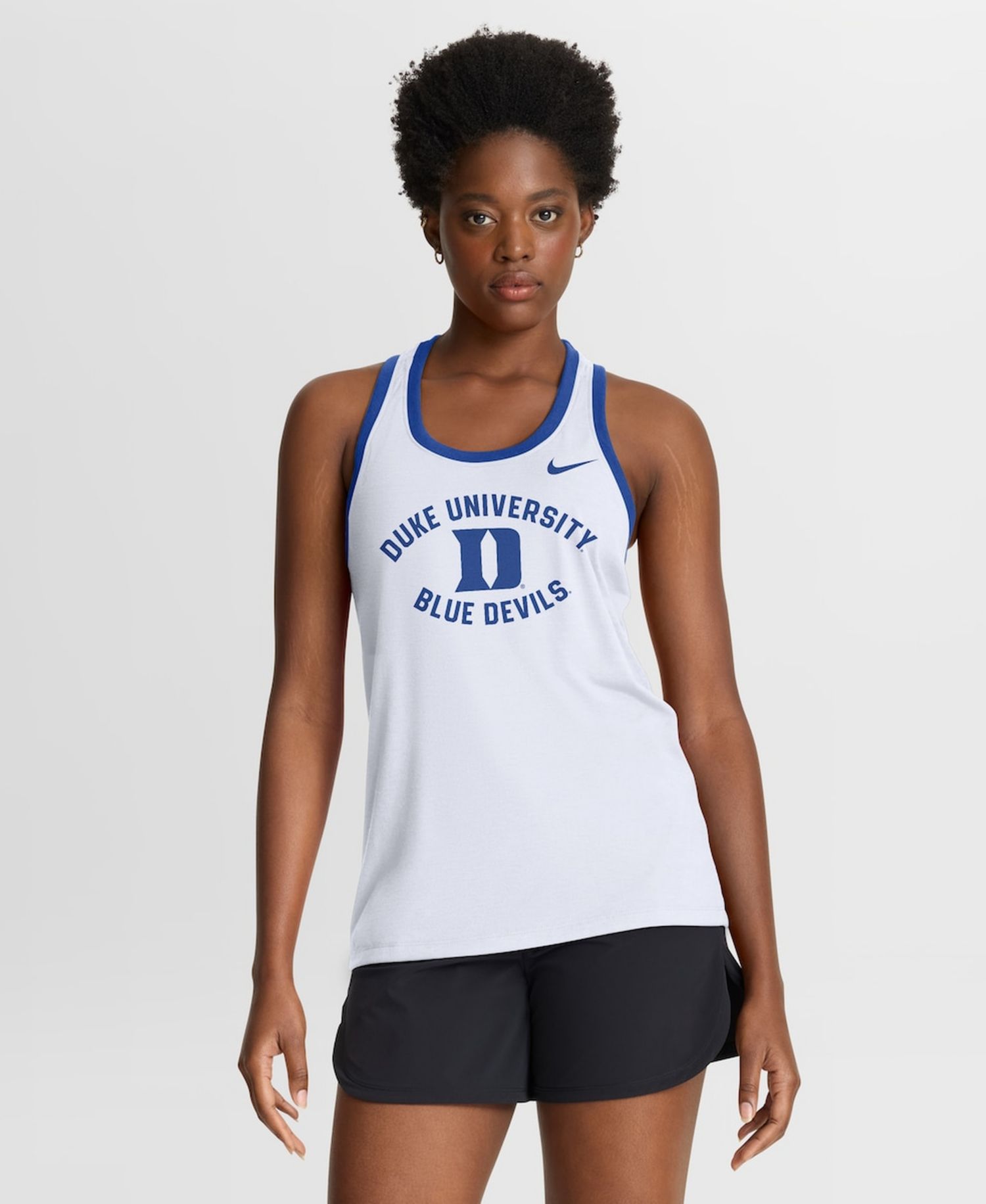 Women's White Duke Blue Devils Uni Name Tri-Blend Dri-FIT Tank Top