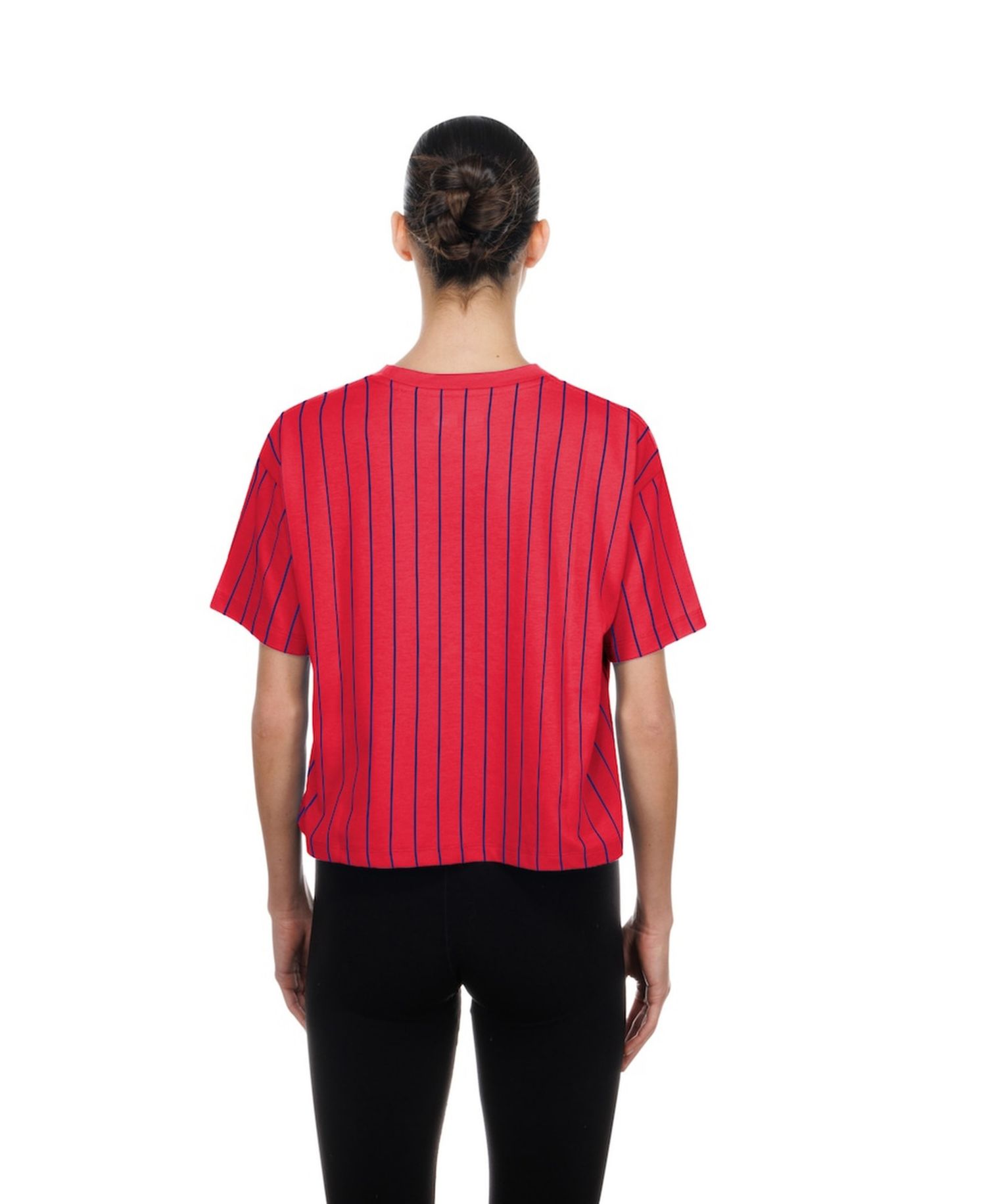 Women's Red Philadelphia Phillies Throwback Meshback Pinstripe Boxy T-Shirt