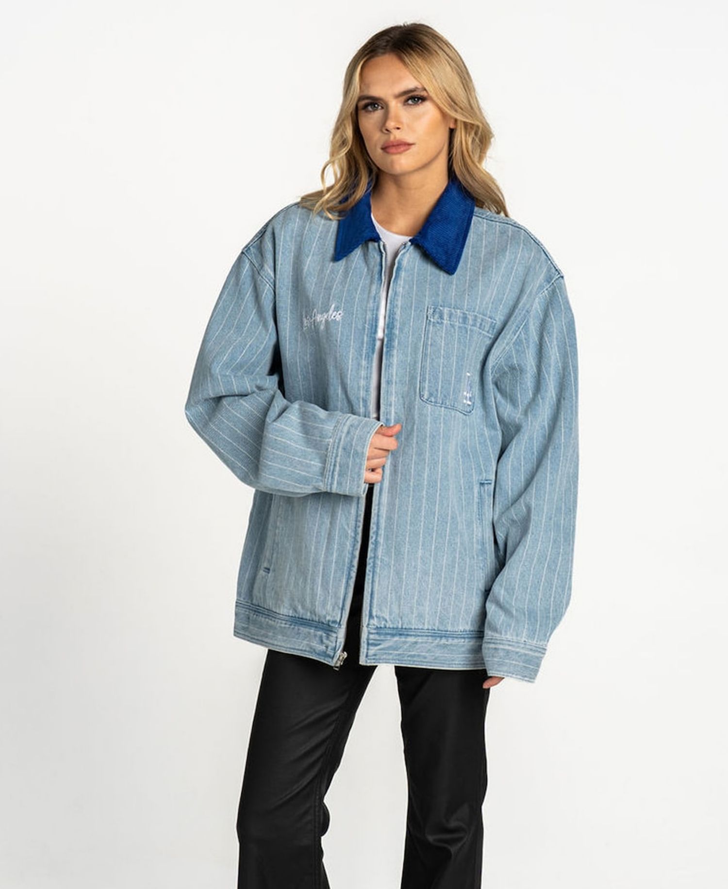 Women's Denim New York Yankees Full-Zip Mechanic Jacket