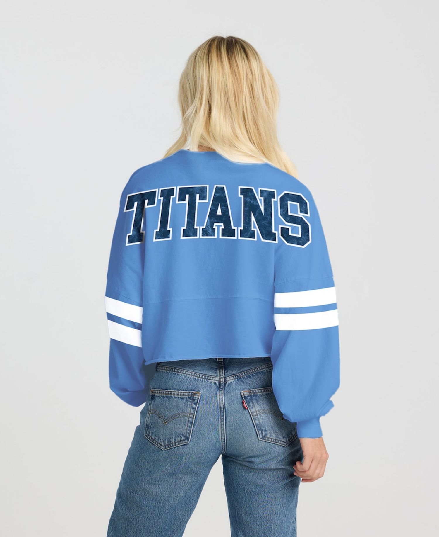 Women's Light Blue Tennessee Titans Sleeve Stripe Long Sleeve T-Shirt
