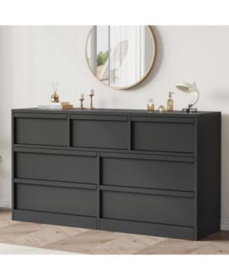 7 Drawer Dresser for Bedroom, 54 inch Wide, 7 Chest of Drawers with Large Storage, Wooden Dresser Organizer for Living Room, Entryway
