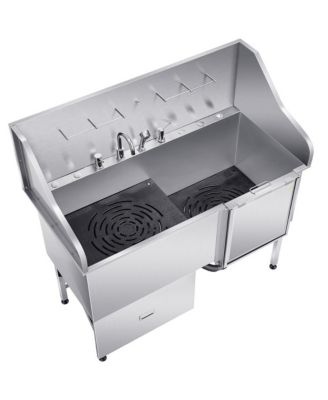 61 inch Stainless Steel Dog Washing Station Foldable Ramp Door 440 lb