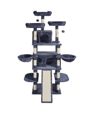 68.5 Inch Indoor Cat Tree Tower with 2 Condos Sisal Scratching Post and Hammocks