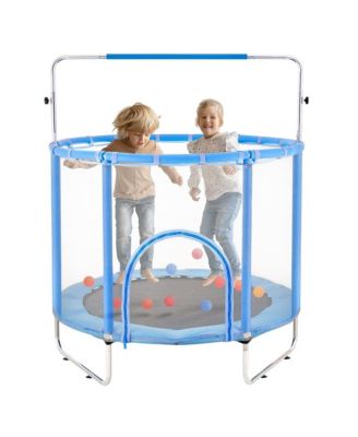 55 in Mini Toddler Trampoline with Safety Net and Basketball Hoop Ages 3 Plus