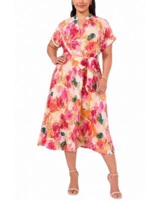 Plus Size Split Crewneck Midi Dress