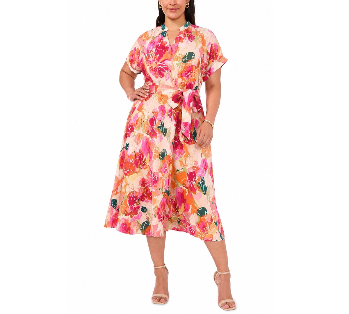 Msk Plus Size Split Crewneck Midi Dress