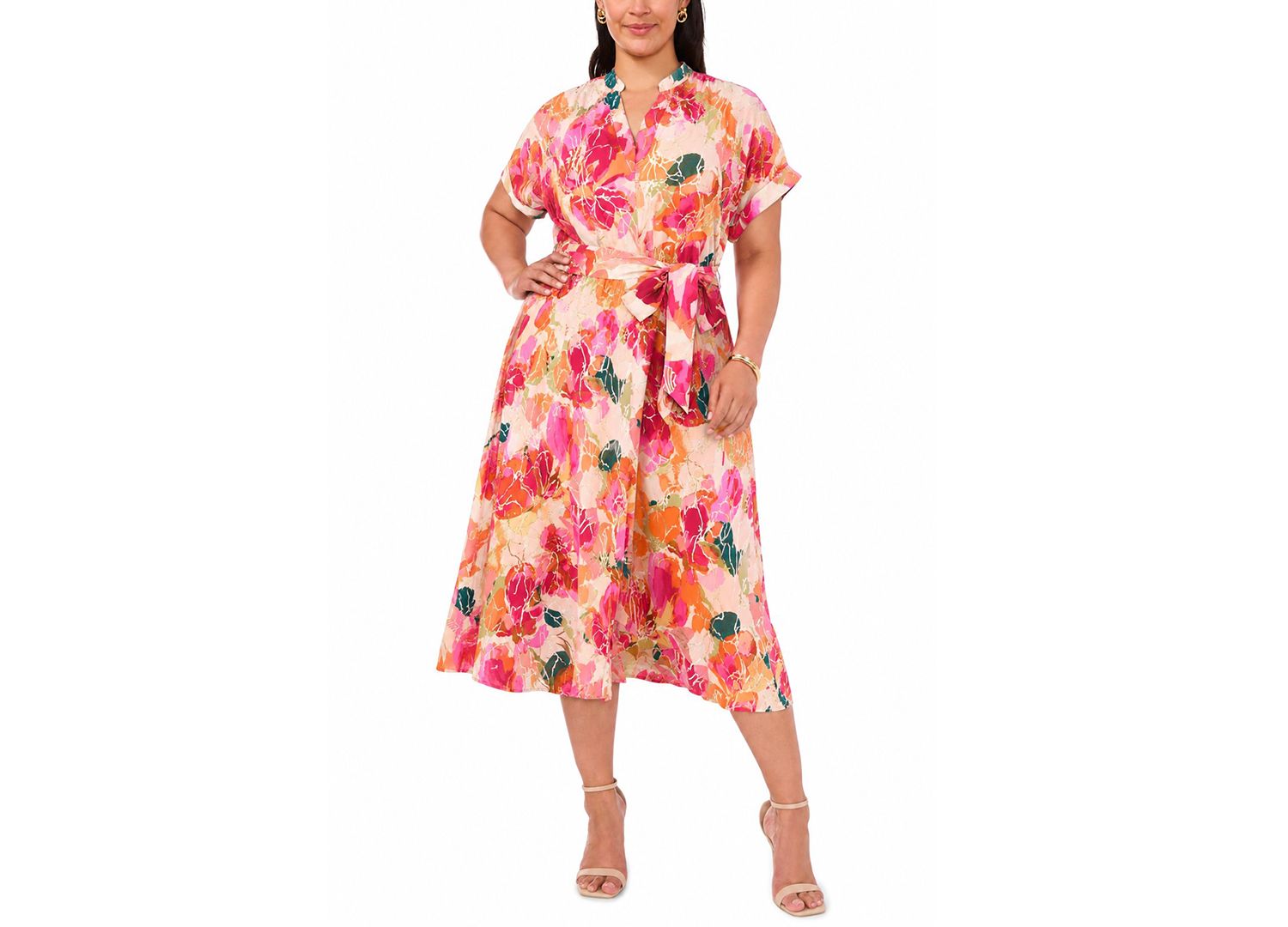 Plus Size Split Crewneck Midi Dress