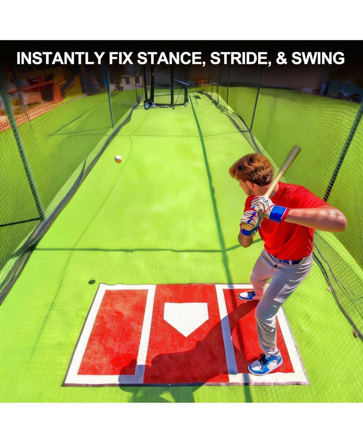 Xo 6.5x4FT Baseball Hitting Mat, Anti-Slip Softball Batting Mat for Stance Training Indoor Outdoor Practice