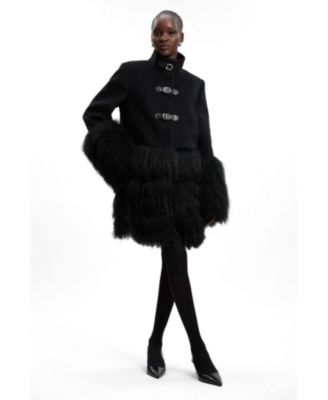 Women's Brushed Wool Buckle Detail Short Coat