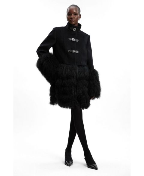 Женские куртки Karen Millen Women's Brushed Wool Buckle Detail Short Coat