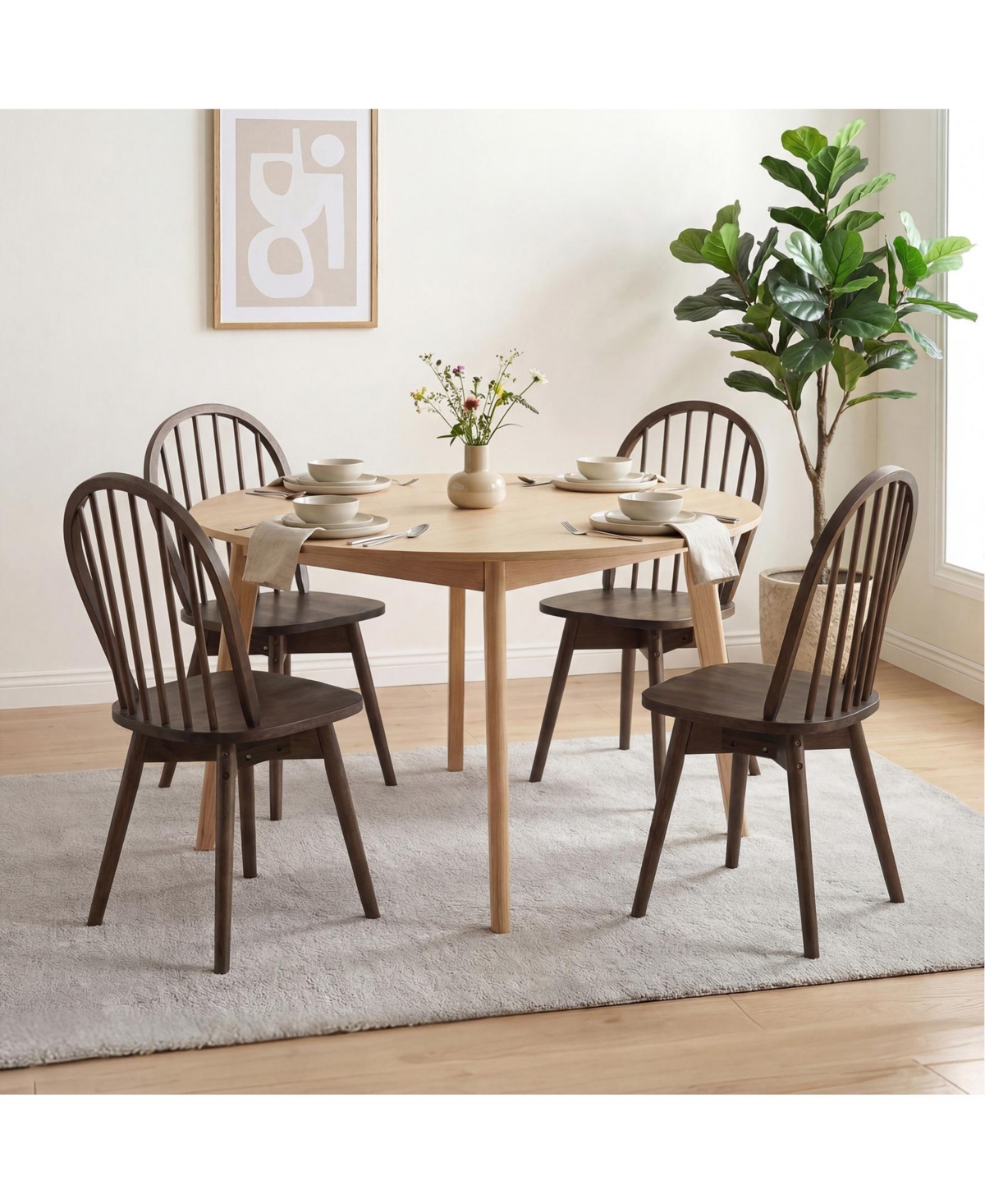 Costway Swivel Dining Chairs Farmhouse Spindle Kitchen with Solid