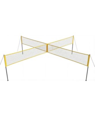 14FT Portable Volleyball Net Set, Height Adjustable with Ball Pump and Bag, Backyard Beach Lawn Family Game Kit