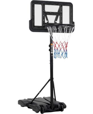 5-7FT Adjustable Kids Basketball Hoop, 28" Backboard with Wheels Base for Backyard Driveway Indoor Play