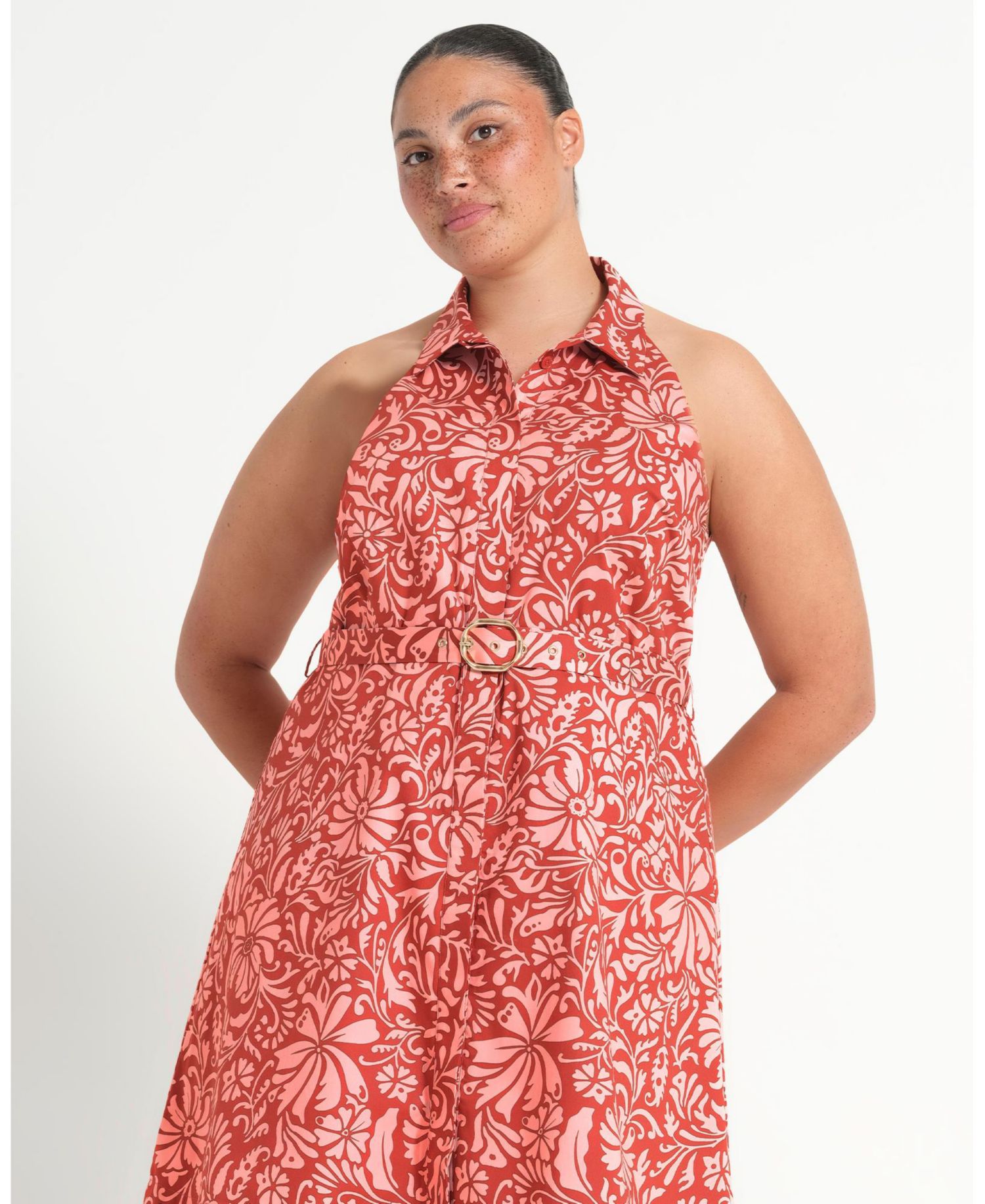 Women's Bellavie Floral Button-Front Belted Mini Dress