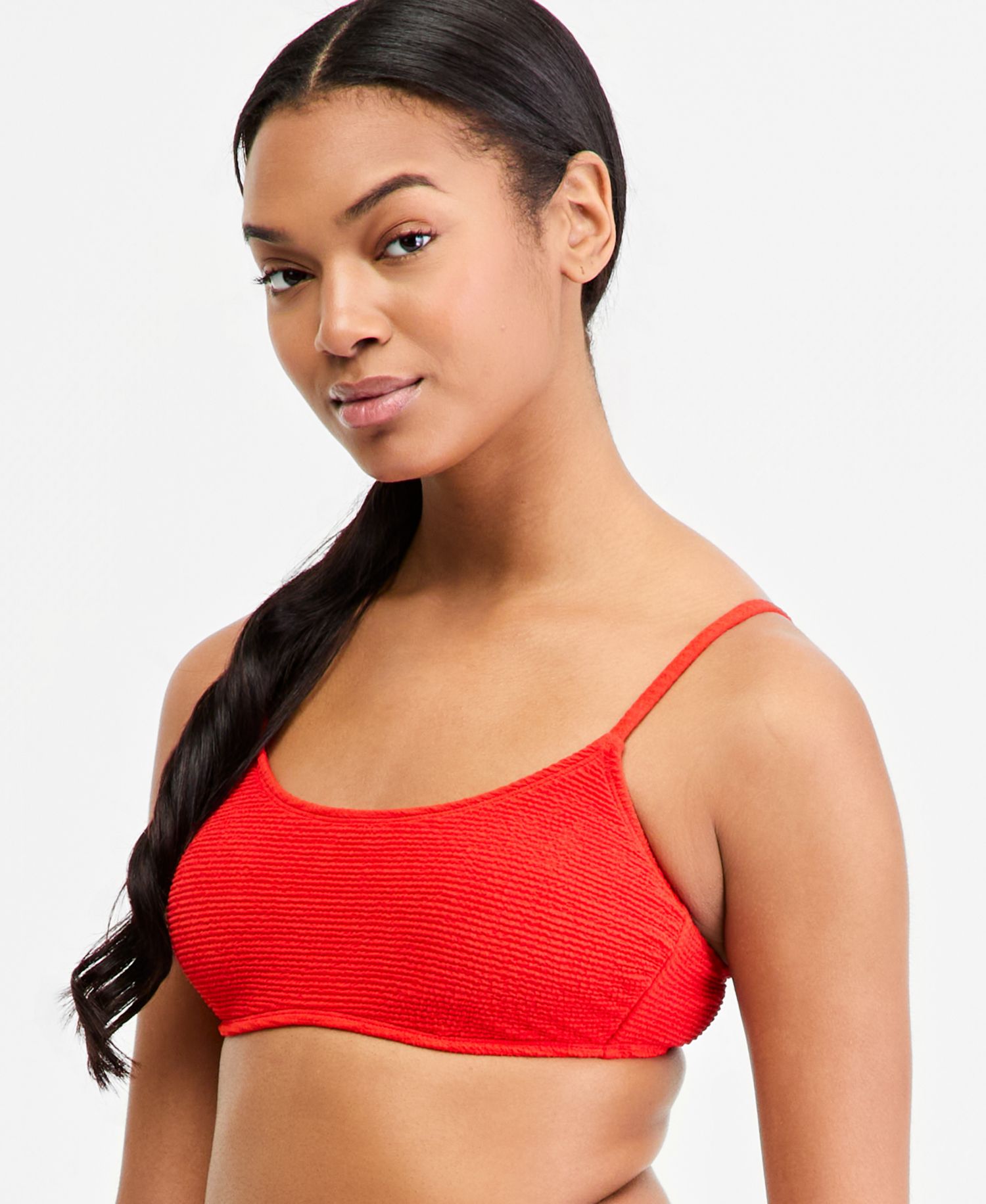 Women's Popcorn Scrunch Tie-Back Bikini Top
