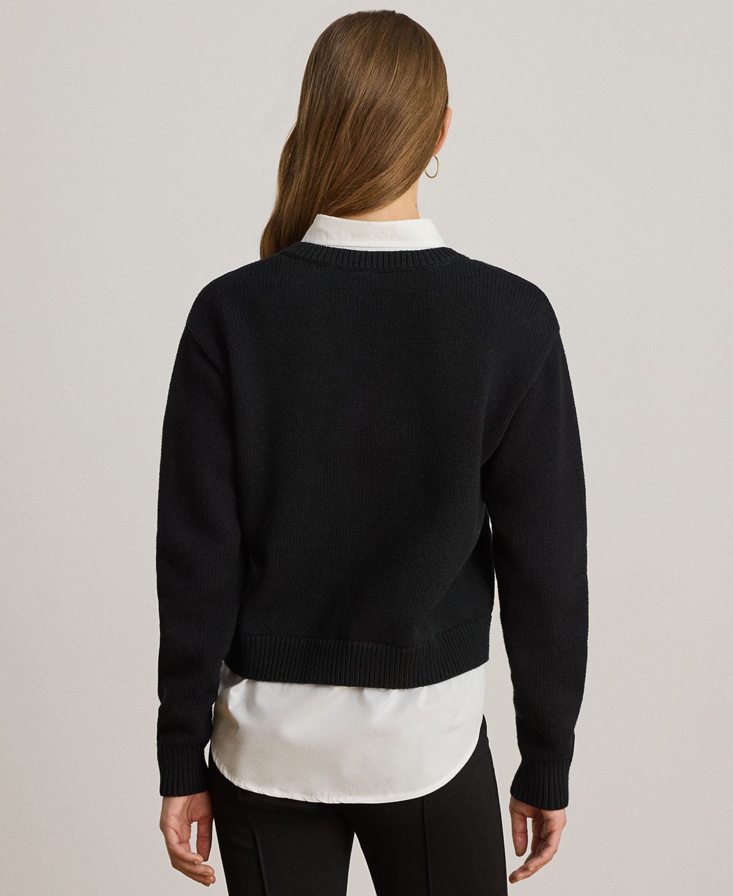 Petite Layered Button-Trim Cotton Sweater