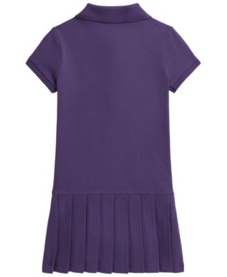 stretch mesh polo dress Ralph Lauren Girls' Pleated Stretch Mesh Polo Dress - Big Kid