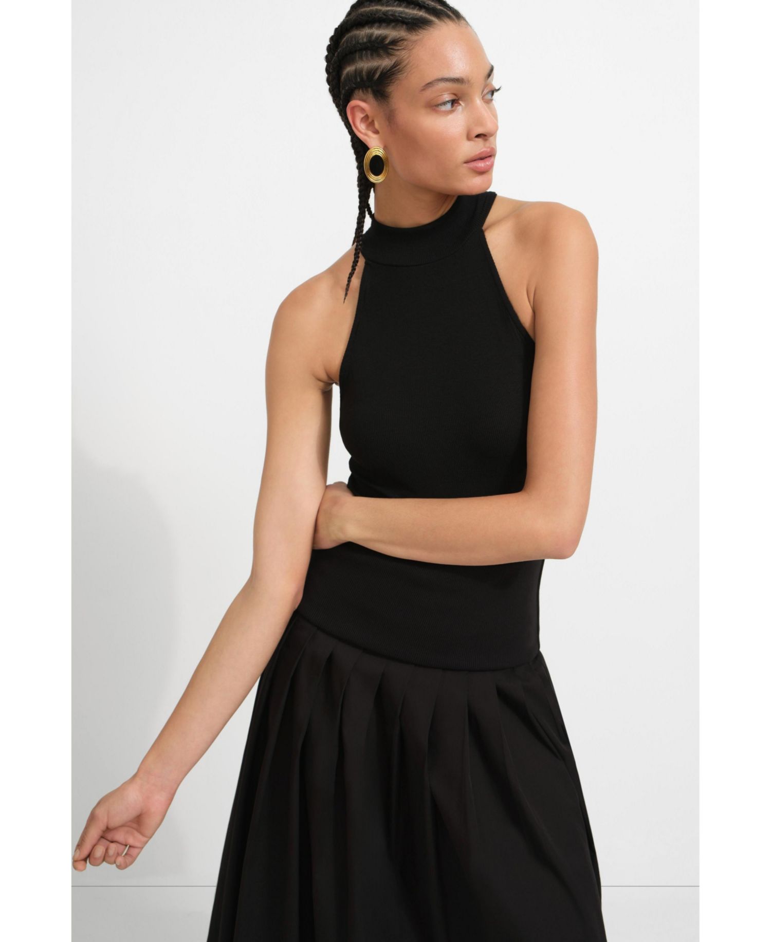 Women's Doris Sleeveless High Mock-Neck Halter Bodysuit