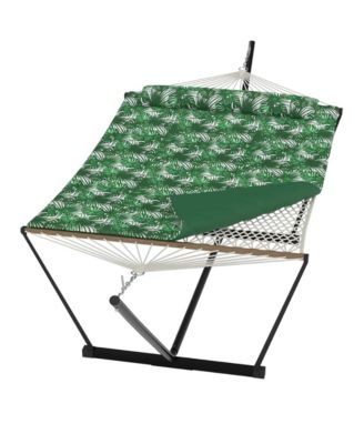  450 LBS Capacity, 2 Person Outdoor Hammock for Patio, Backyard, Garden, Beach, With Leaves Pattern