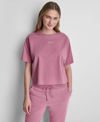 Women's Metallic Bubble Logo Drop Shoulder Pull-On T-Shirt