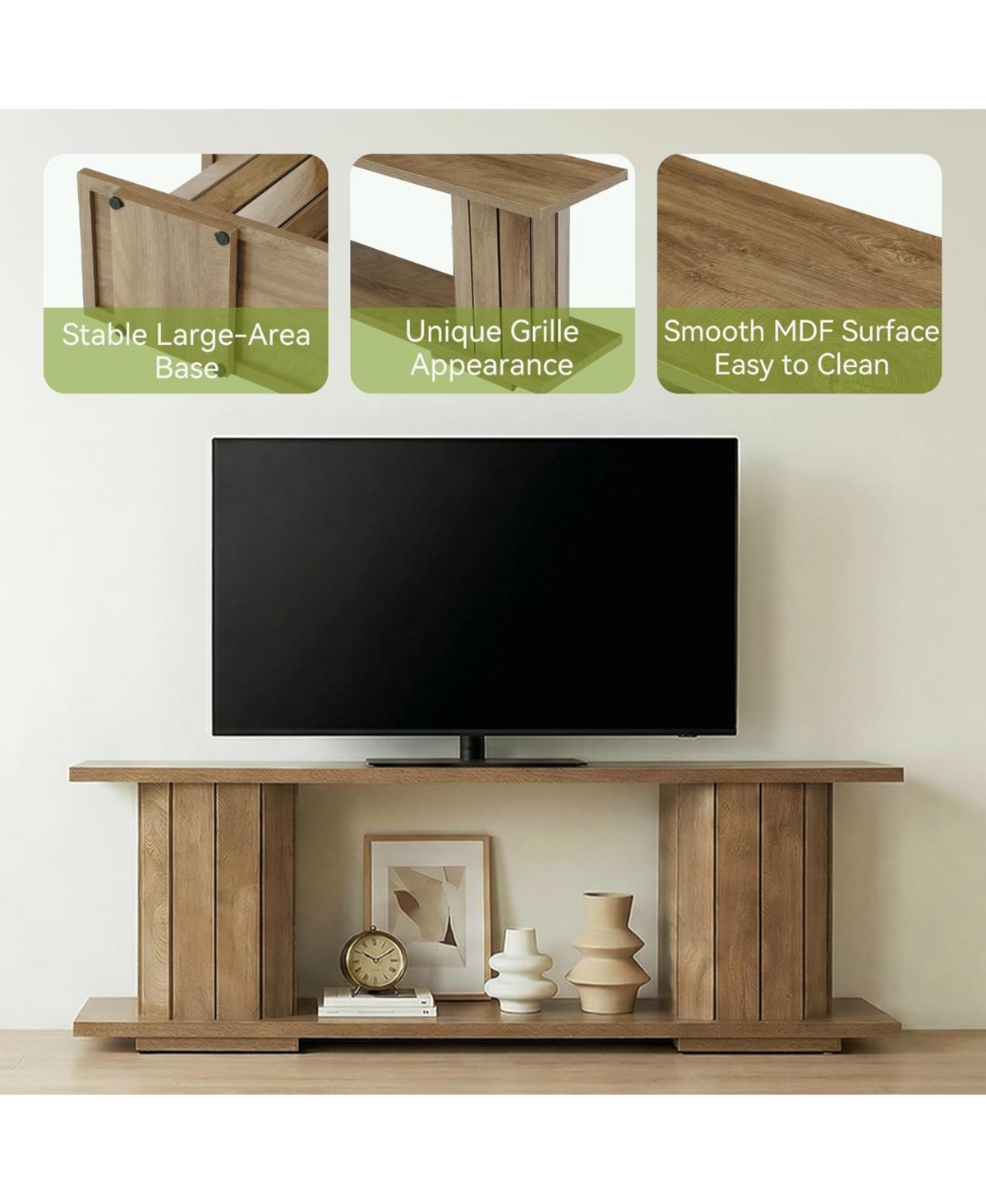 Tribesigns Tv Stand for 60/65/70 Inch Tvs, Wooden Entertainment Center with Open Storage Shelves, Farmhouse TV Console Media Television Stands