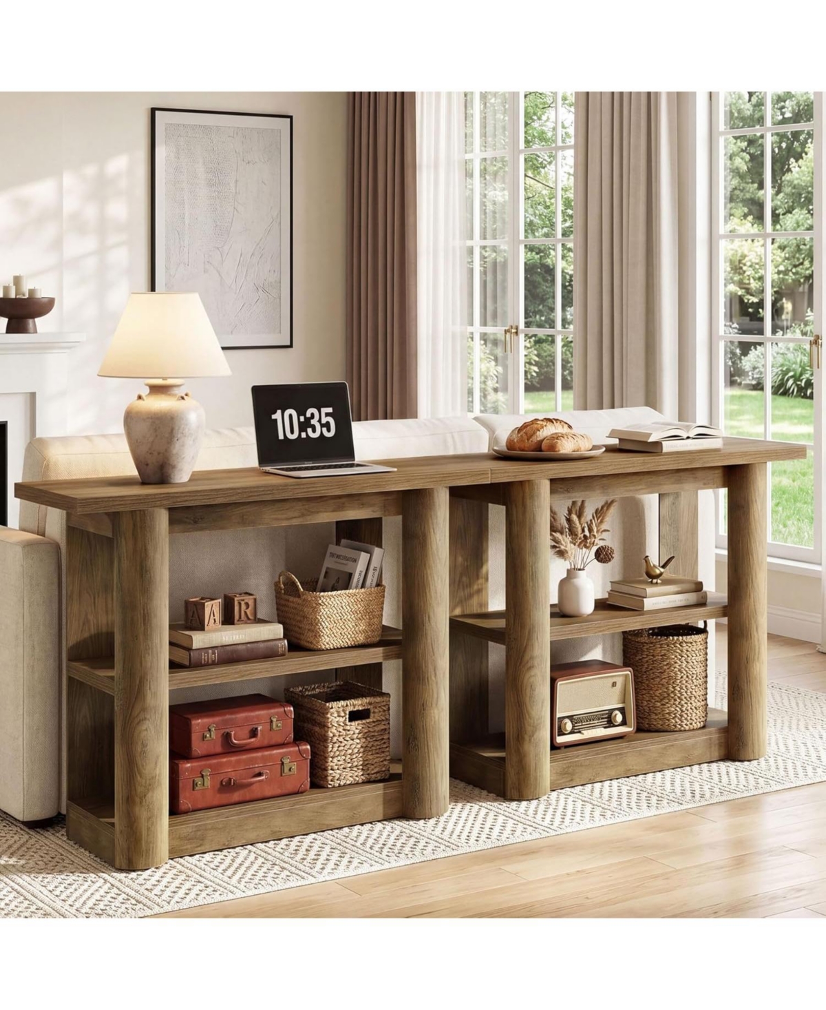 Tribesigns 3-Tier Console Table, 42-Inch Farmhouse Small Entryway Table with Shelves for Hallway, Living Room, Foyer, Easy Assembly