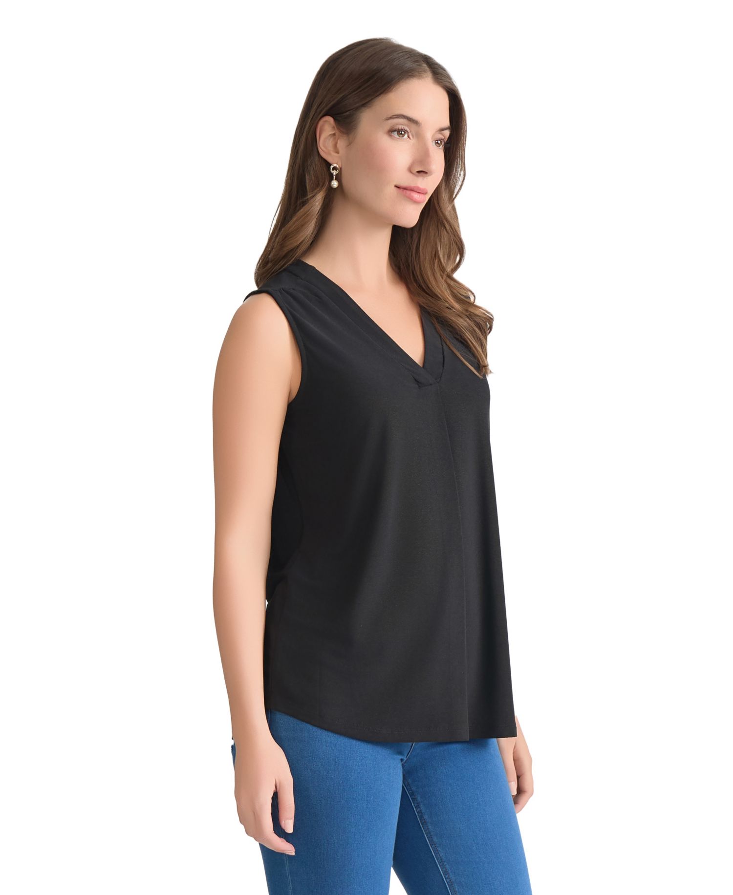 Women's Crepe Sleeveless V-Neck Top