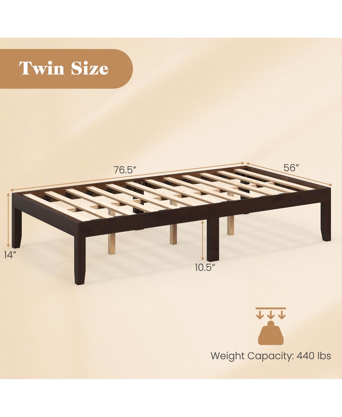 Costway Wooden Platform Bed Frame with Rubberwood Legs Under-Bed Storage