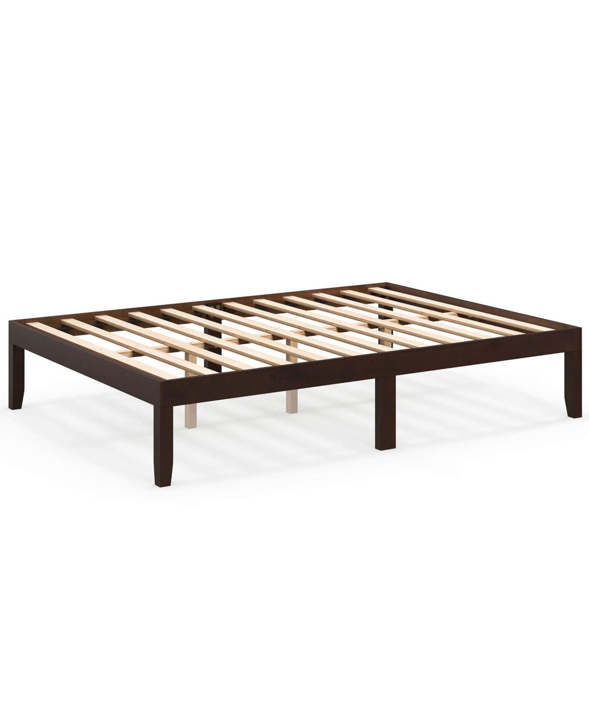 Costway Wooden Platform Bed Frame with Rubberwood Legs Under-Bed Storage