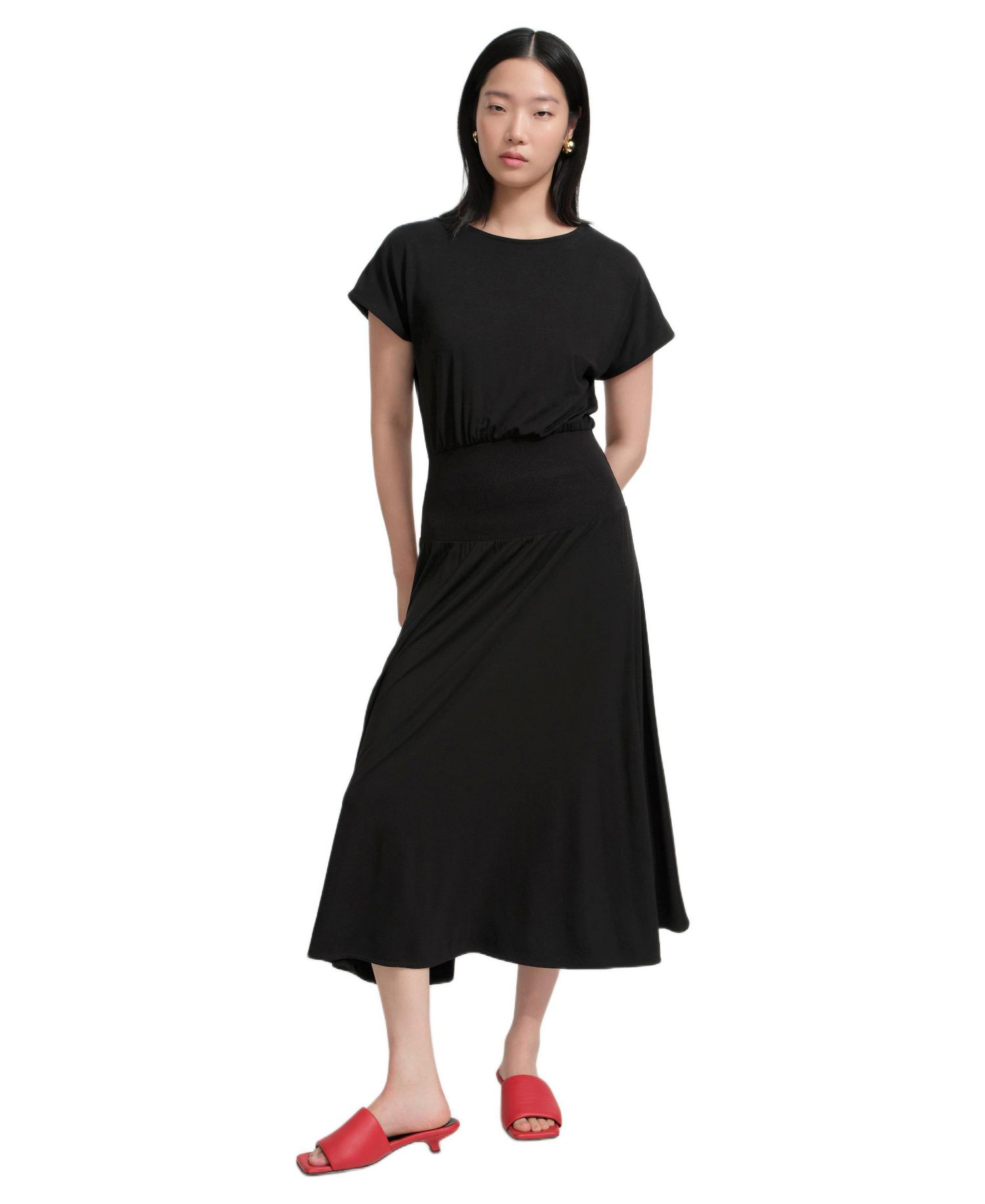 Women's Suvi Scoop-Neck Short-Sleeve Jersey Midi Dress