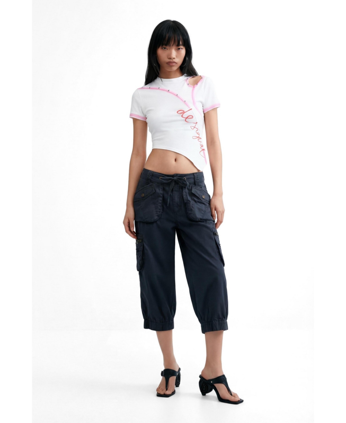 Desigual Women's Asymmetric 100% Cotton T-shirt
