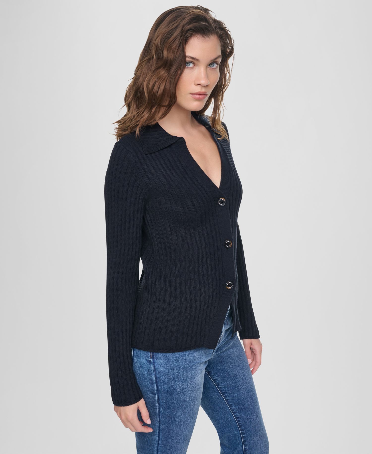 Women's Long-Sleeve Polo Cardigan