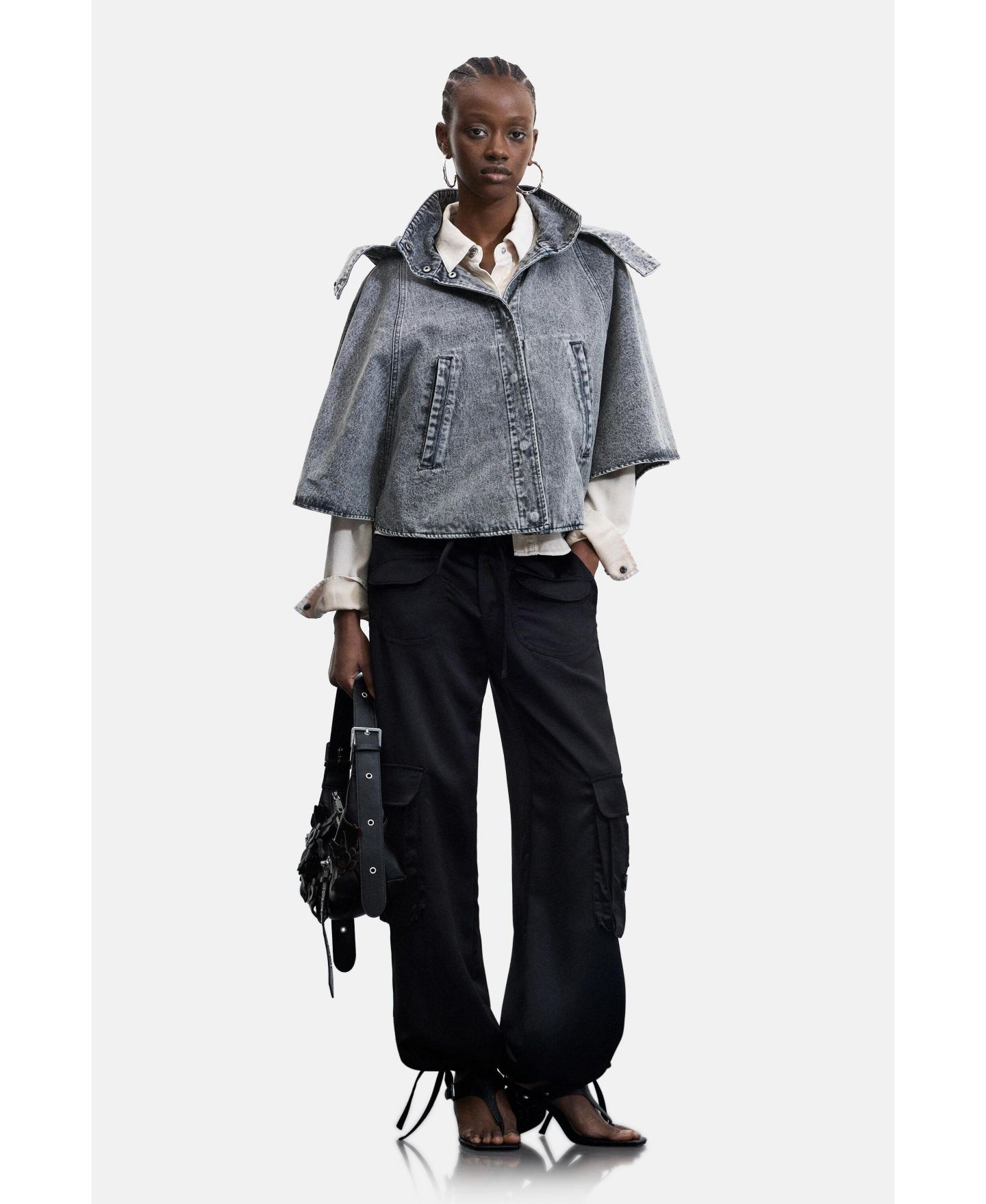 Женские куртки Desigual Poncho denim 100% cotton, цвет: Тёмный серый — фото 5