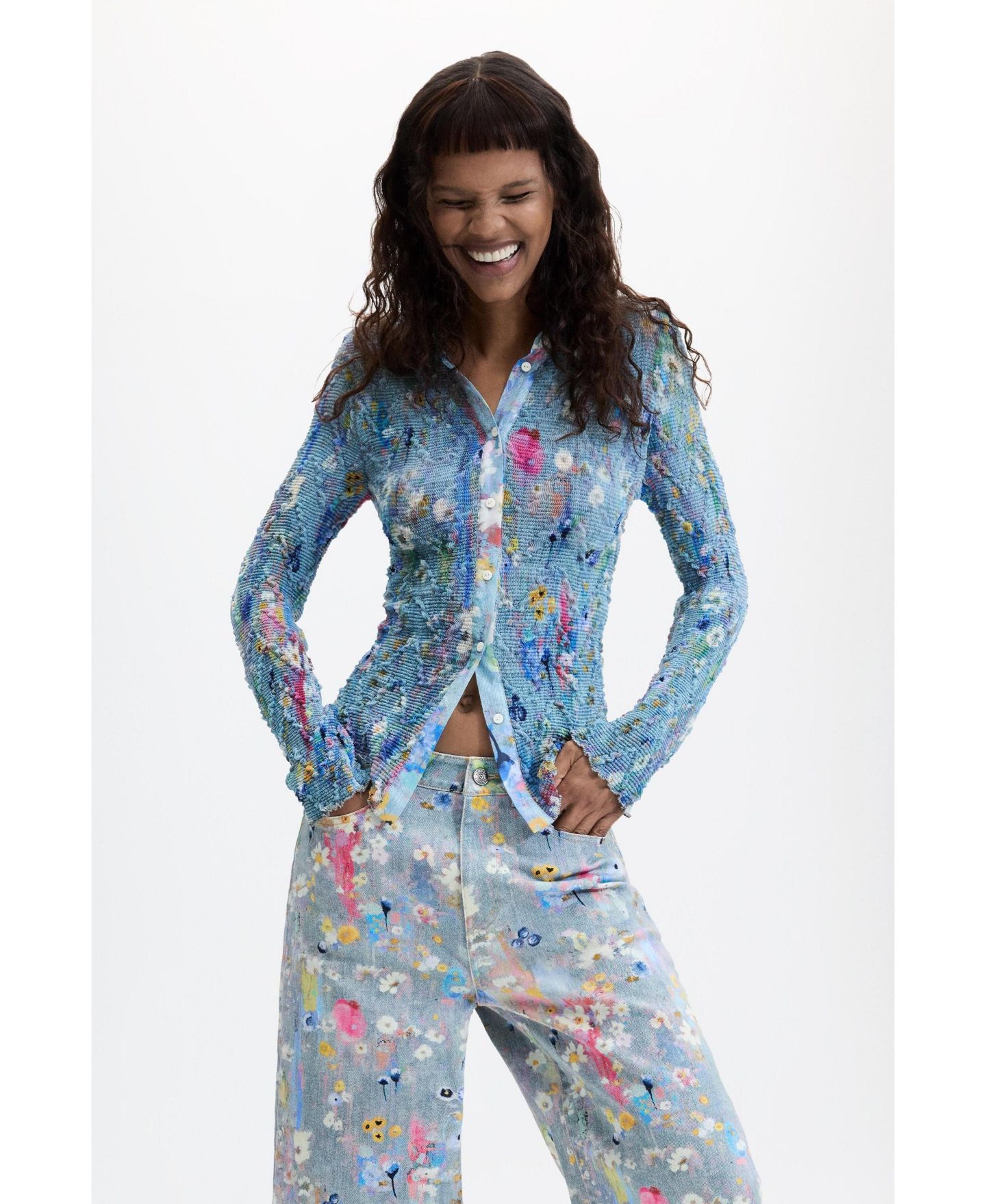 Женские джинсы Desigual Wide Leg, цвет: Серый — фото 4