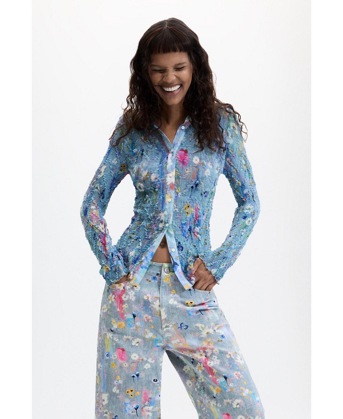 Desigual Women's Printed denim trousers view 4 — MAYCSS fashion products