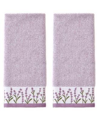 Lavender Border Curved 2-Piece Hand Towel Set