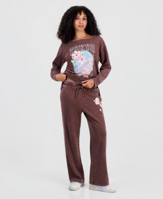 Juniors' Tokyo Flower Fleece Sweatpants