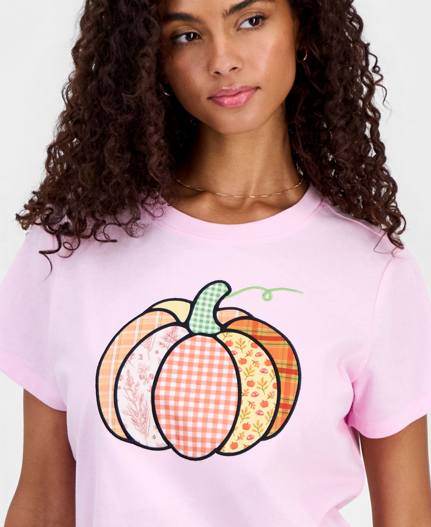 Juniors' Pumpkin Patchwork T-Shirt
