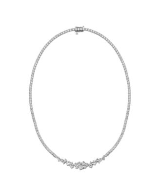 Created Sapphire & Created White Sapphire Tennis Necklace in Sterling Silver