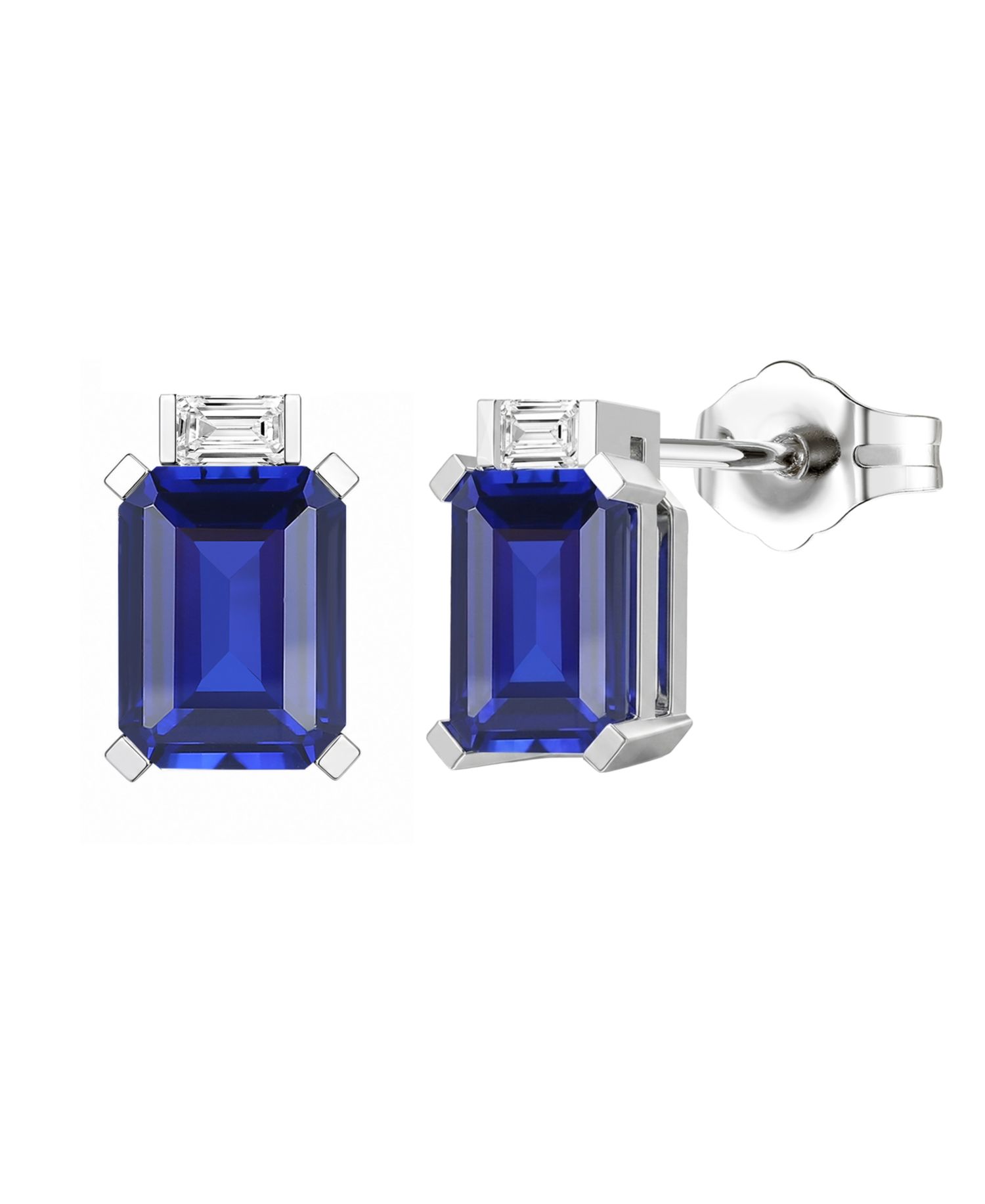 Lab-Grown Sapphire (2-1/3 ct. t.w.) & Lab-Grown White Sapphire (1/10 ct. t.w.) Earrings in Sterling Silver