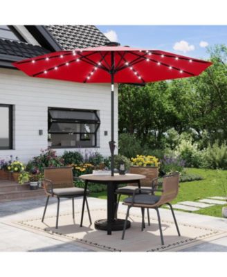 Outdoor Table Solar Patio Umbrella with 32 LED Lights, UV Protection for Pool, Deck