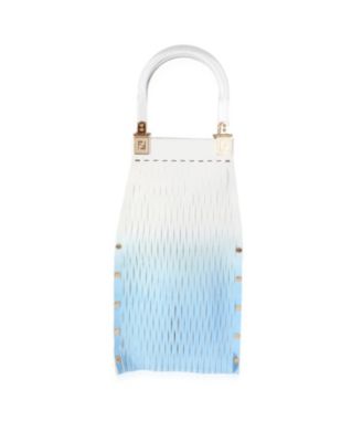 Blue Gradient Laser Cut Patent and Suede Sunny Top Handle Bag