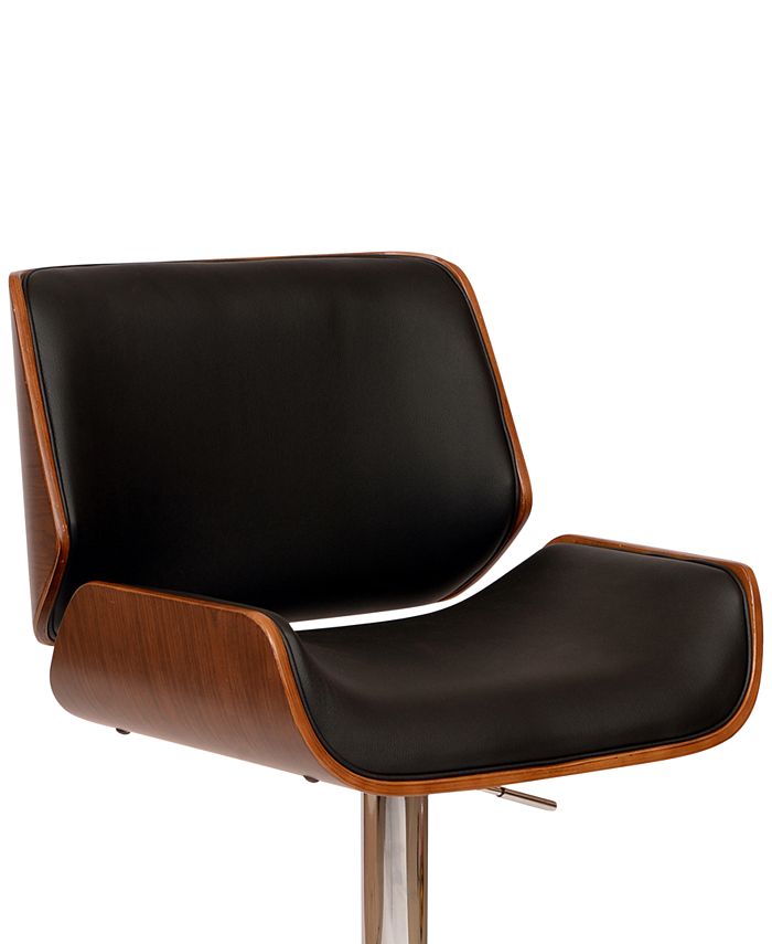 Armen Living London Swivel Barstool In Cream PU/ Walnut Veneer and