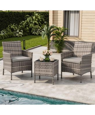 3-Piece Outdoor Furniture Set, PE Rattan, All-Weather Patio Set for Garden Backyard Porch