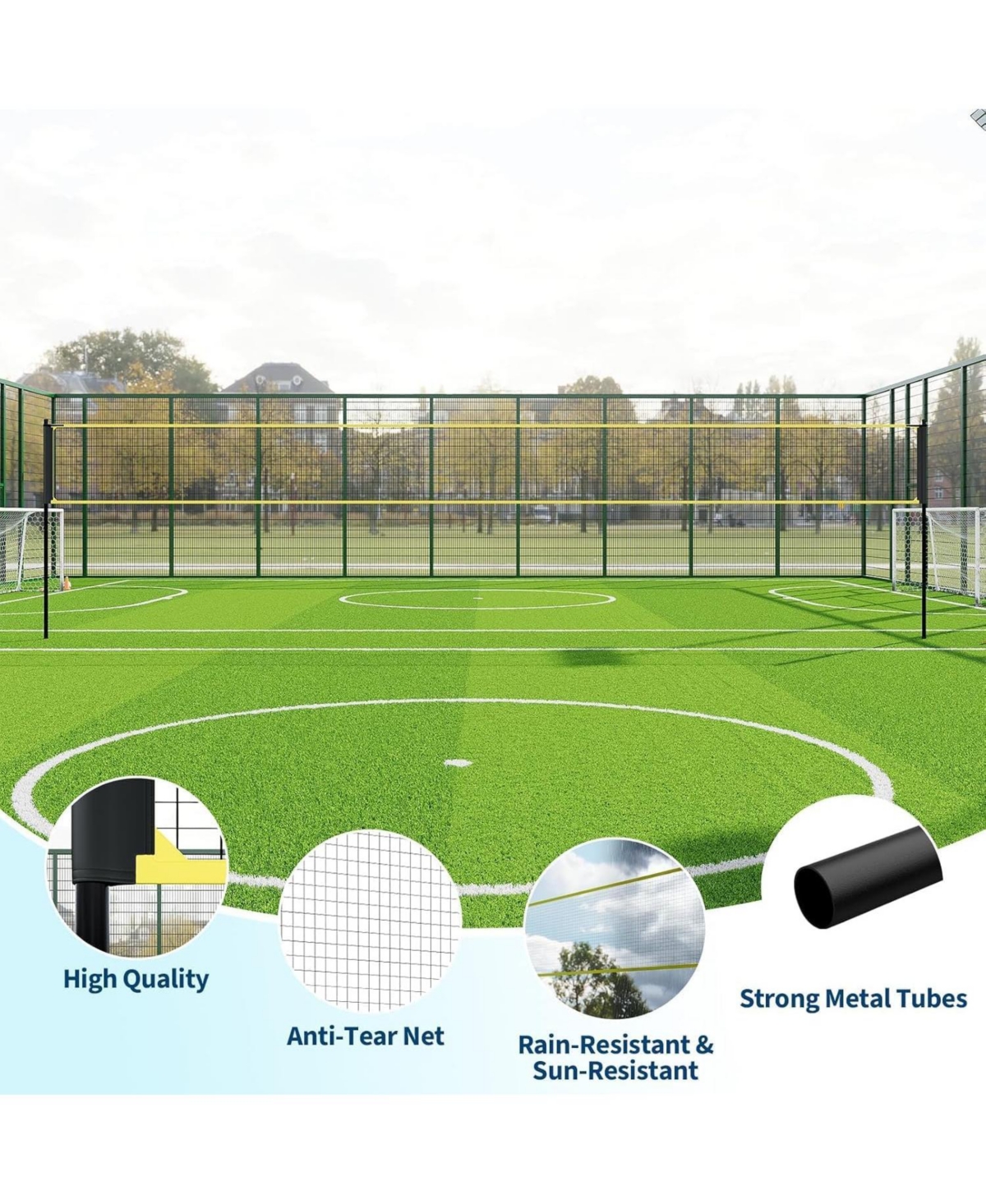 Xo Adjustable Volleyball Net System 12-32 Ft, Portable Volleyball Net Set with Poles, Easy Setup for Beach Backyard Court