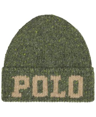 Men's Knit Tweed Polo Beanie Hat